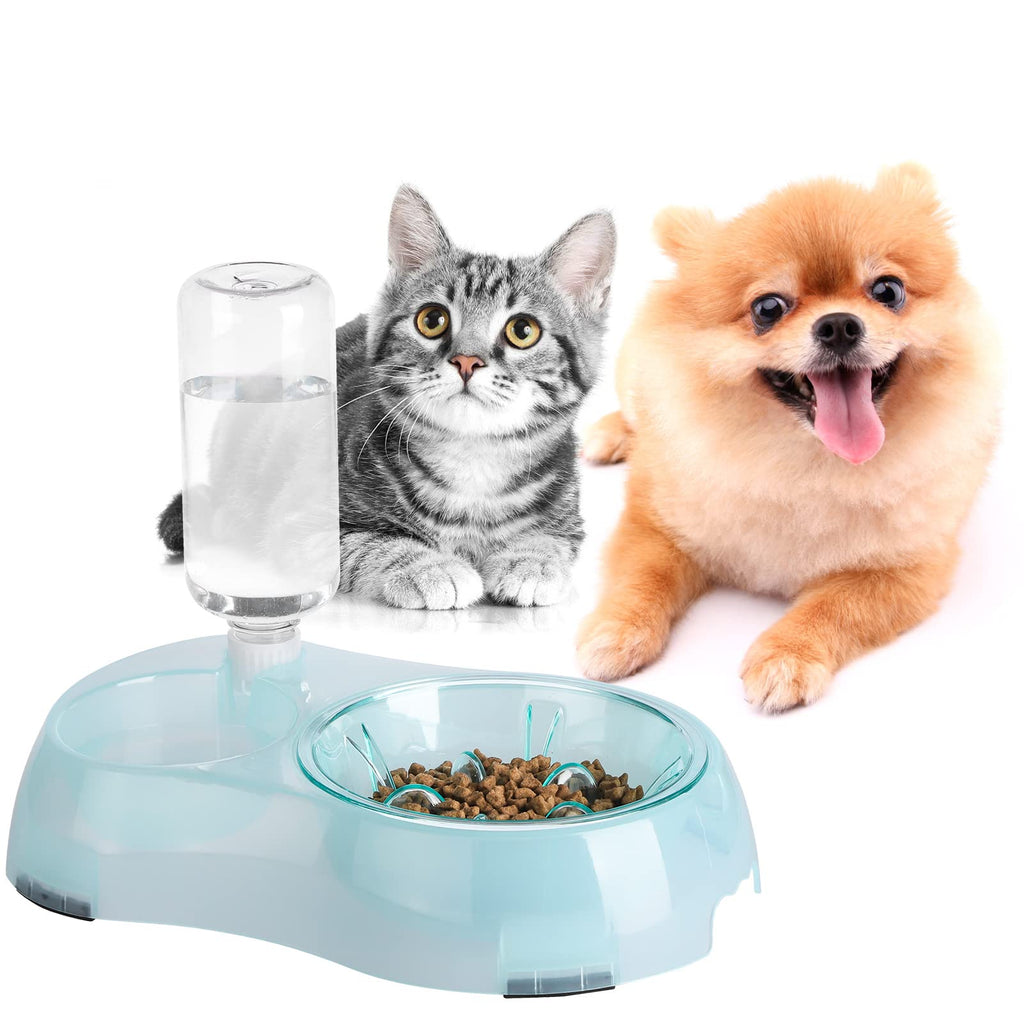 BINGPET Dog Bowls for Small Dogs and Cats - Dog Food and Water Double Bowl Set, Automatic Water Dispenser Pet Stainless Steel Feeder Bowl with Silicon Food Mat Green - PawsPlanet Australia