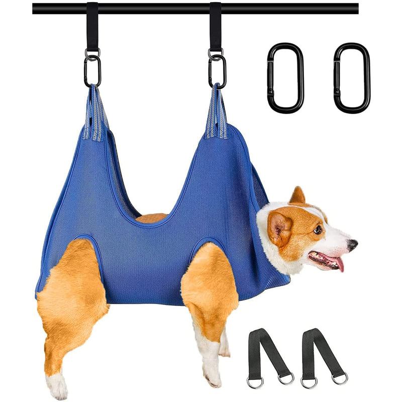 FEEGO Pet Grooming Hammock for Dogs & Cats, Pet Grooming Hammock, Pet Grooming Sling, Dog Grooming Harness, Restraint Bag, Helper, Pet Nail Clip Bag for Grooming, Nail Cutting S (8-10) inch Blue - PawsPlanet Australia