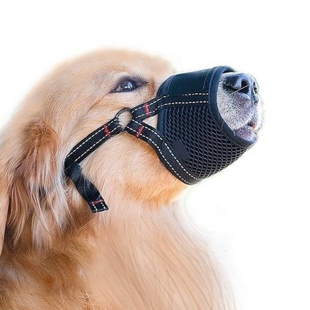 MOIILAVIN Dog Muzzle,Soft Reflective Muzzle for Barking Biting Chewing, Breathable Drinkable Adjustable Pet Muzzle for Large Small Medium Size Dogs Black S - PawsPlanet Australia