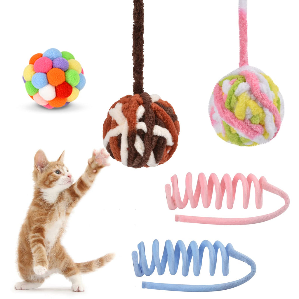 TUSATIY Cat Toys (5 Pack) Cat Ball Toys with Bell ,Woolen Yarn Balls for Cats and Cat Spring Toys Set, Interactive Cat Toys for Indoor Cats - PawsPlanet Australia