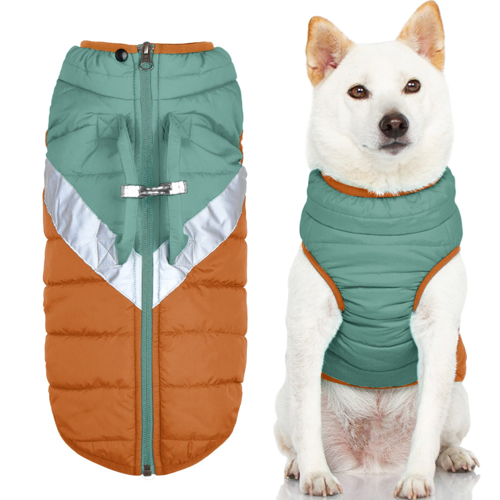 Gooby Mountaineer Dog Jacket - Warm Zip Up Coat with Lift Handle and Dual O Ring Leash - Winter Water Resistant Small Dog Sweater - Dog Clothes for Small Dogs and Medium Dogs for Everyday Use X-Small chest (13") Jade - PawsPlanet Australia