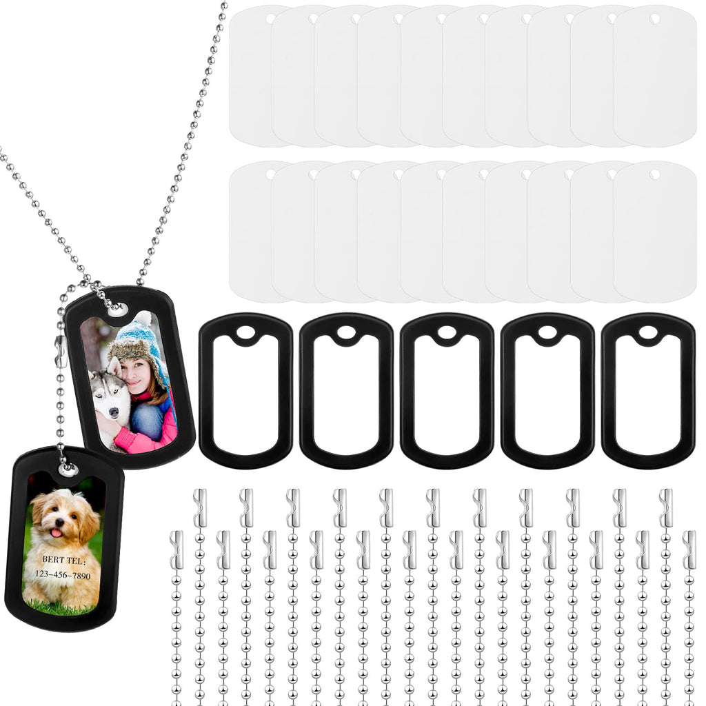 20 Pieces Sublimation Blank Dog Tags Aluminum Tags with 20 Pieces Chain Necklace and 20 Pieces Military Silicone Dog Tag Silencer Personalized Pets Tags for DIY Decorative Craft PET Dog ID Tags - PawsPlanet Australia