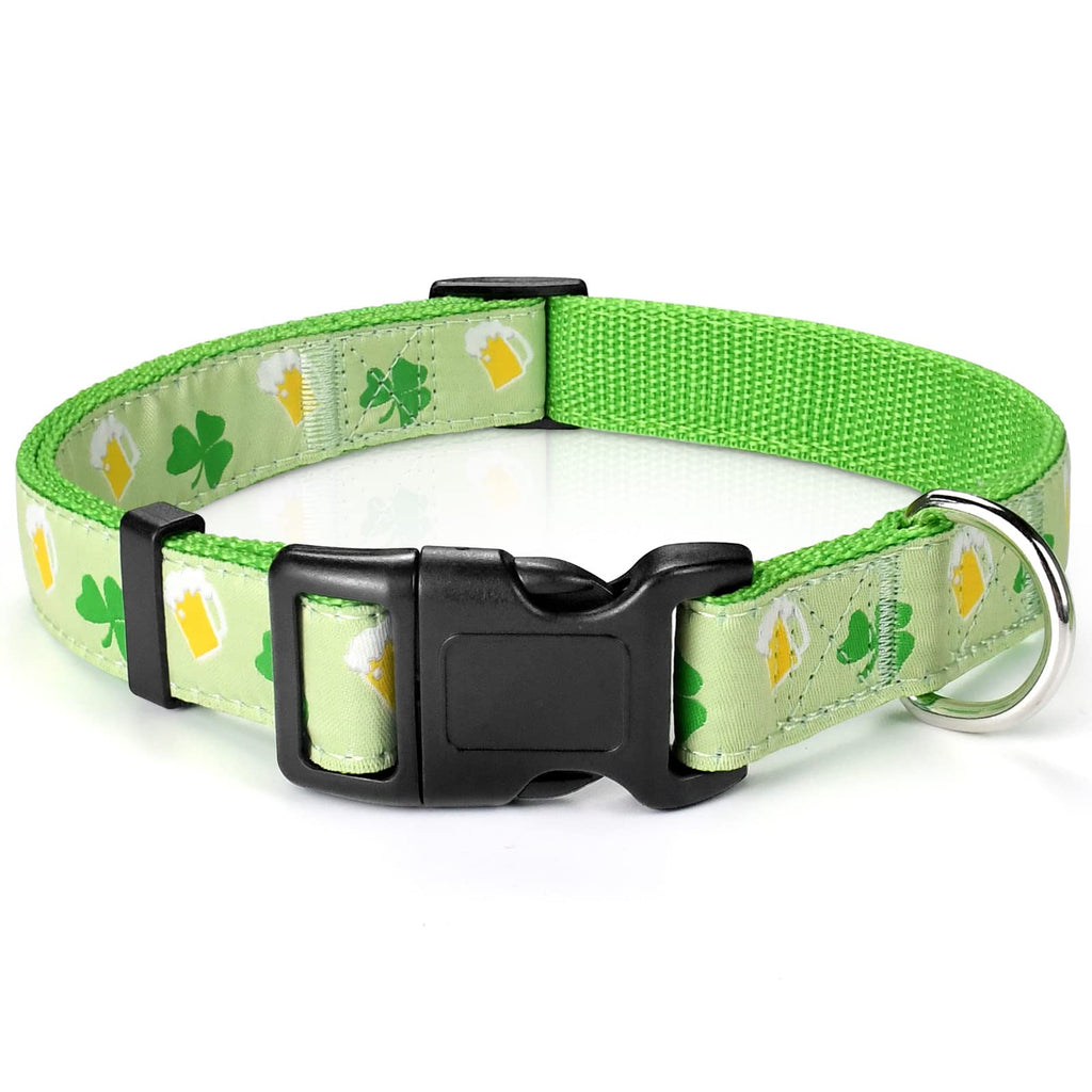 Malier St. Patrick's Day Dog Collars, Adjustable Nylon Pet Collar for Puppy Small Medium Large Dogs Pets Light Green - PawsPlanet Australia