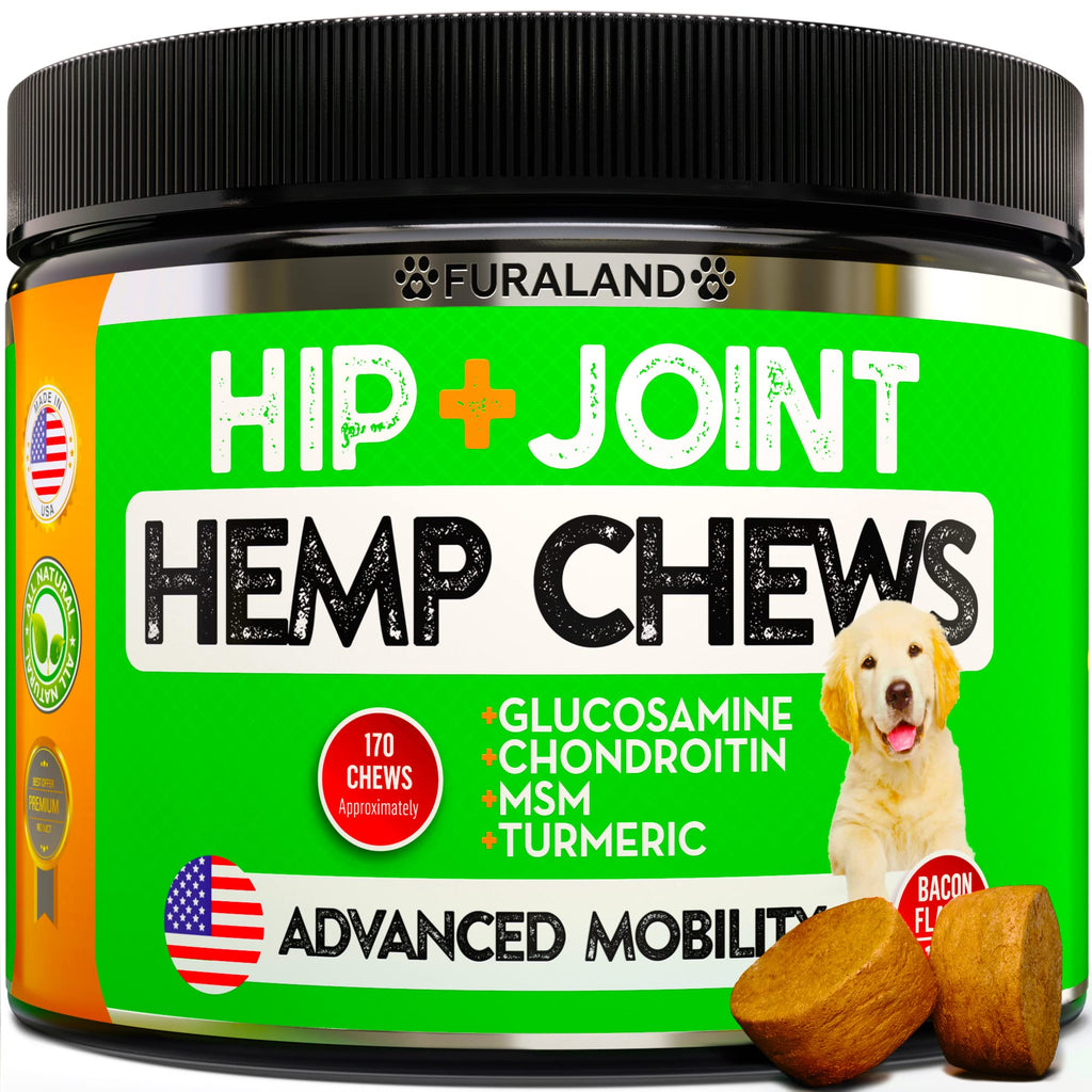 FURALAND Hemp Hip and Joint Supplement for Dogs - Glucosamine, Chondroitin, Hemp Oil, MSM - Mobility & Flexibility Support - Advanced Joint Health - PawsPlanet Australia