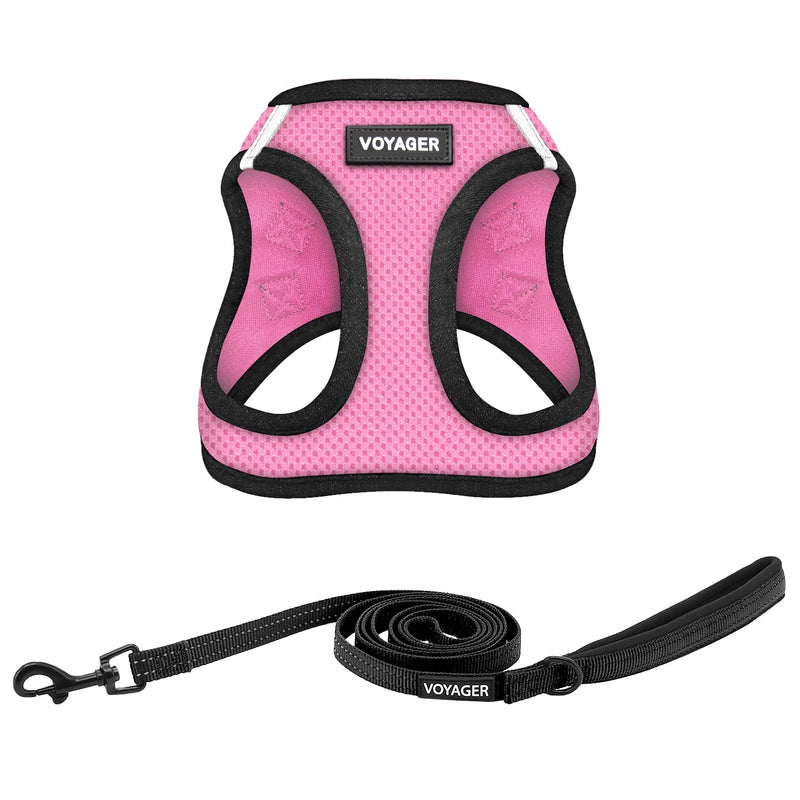 Voyager Step-In Air Dog Harness for Small and Medium Dogs – All Weather Mesh Step in Vest Harness Leash Waste Bag Dispenser by Best Pet Supplies XXXS (Chest: 10 - 11.5" * Fit Cats) 1Pink Base (Leash Bundle) - PawsPlanet Australia