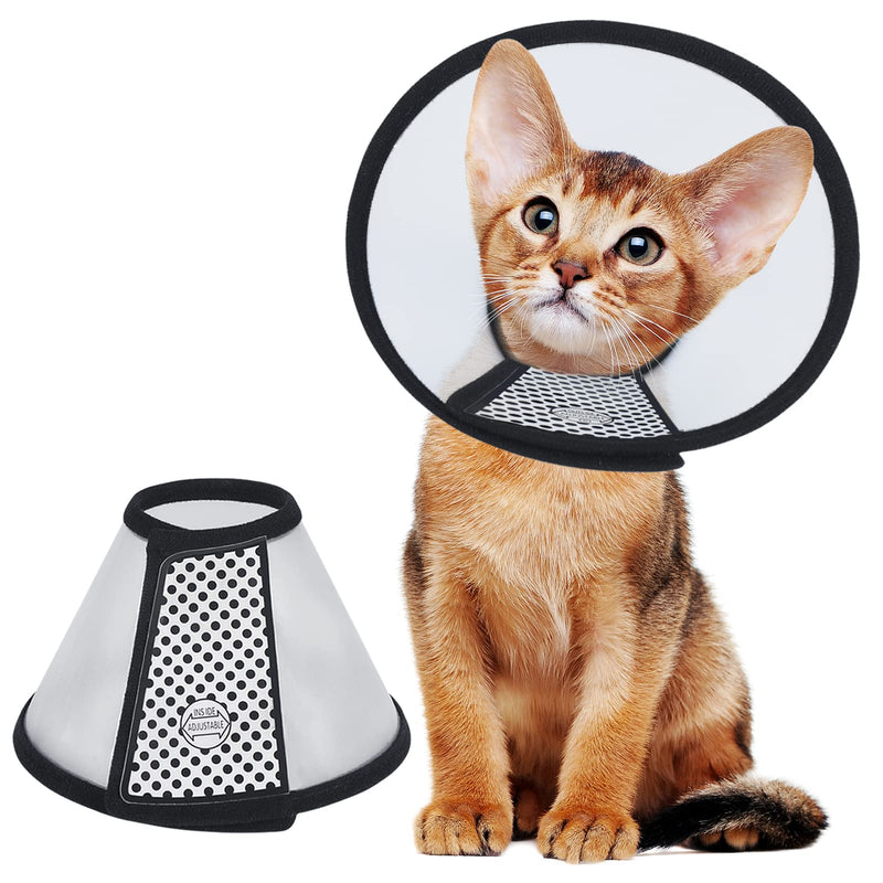 Vivifying Cat Cone, Adjustable Recovery Pet Cone Lightweight Plastic Elizabethan Collar for Cats, Mini Dogs, Rabbits and Kittens (Black) S（Neck: 5.5-7.2 in） - PawsPlanet Australia