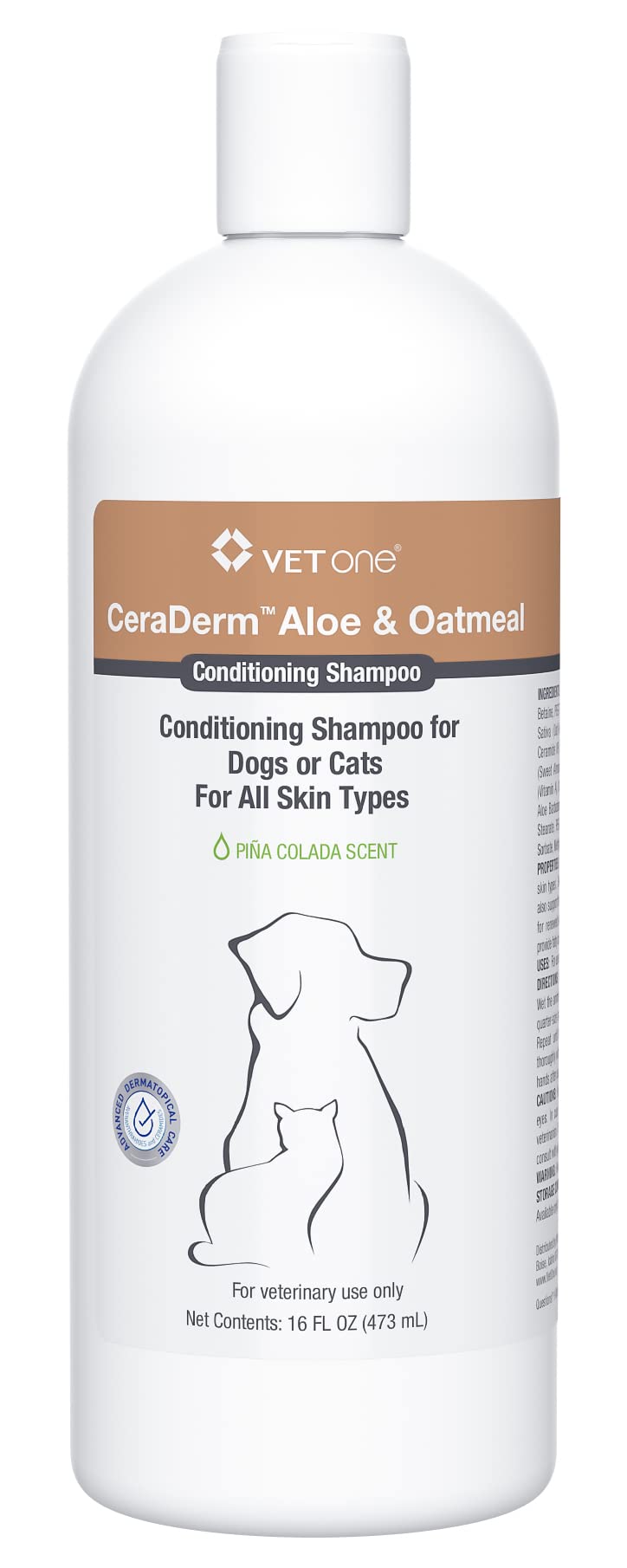 VetOne CeraDerm Aloe & Oatmeal Conditioning Shampoo 16 oz - PawsPlanet Australia