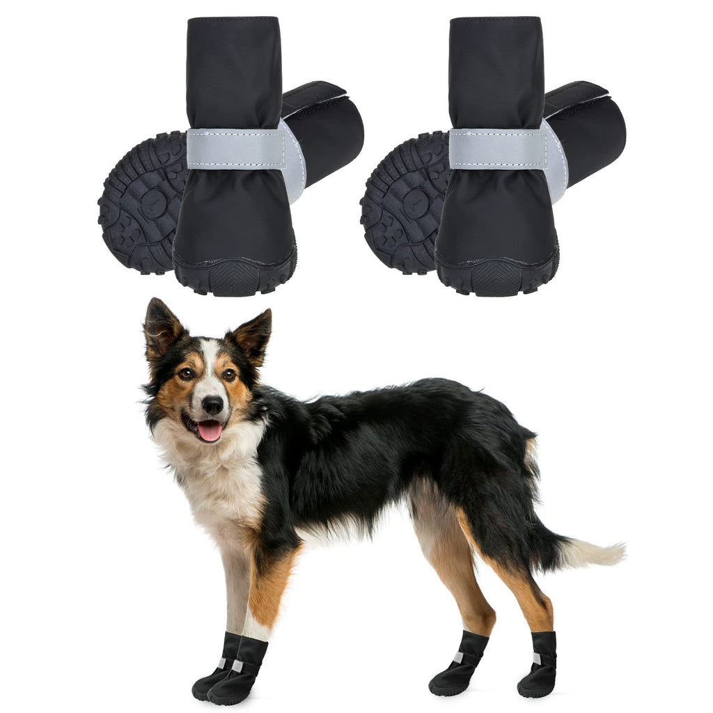 SCENEREAL Dog Boots, Waterproof Non-Slip Dog Shoes for Rain Hot Pavement with Reflective, Soft Paw Protector with Traction Control for Hardwoor Floor Small Medium Large Dogs Spring Summer Winter Use Black S - PawsPlanet Australia