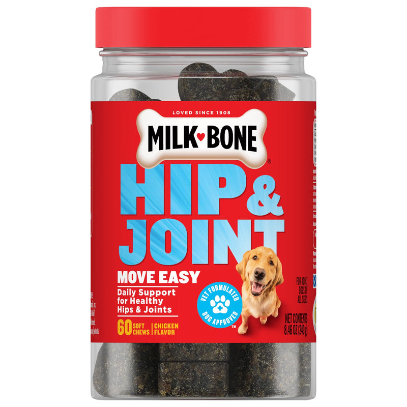 Milk-Bone Supplements, Vet Approved Soft Dog Chews, 60 Count Hip & Joint - PawsPlanet Australia
