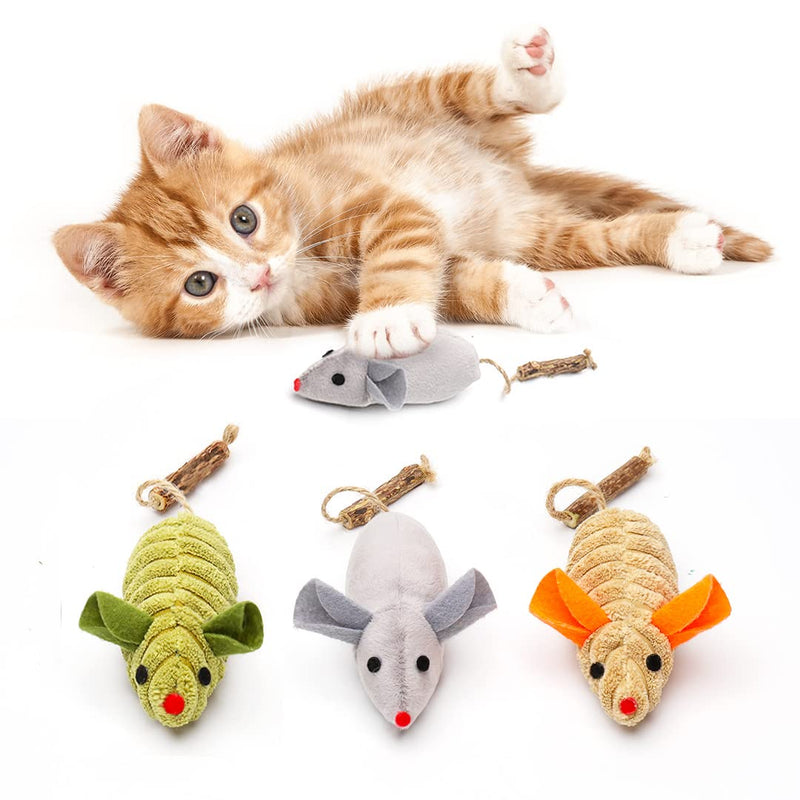 Potaroma 3Pcs Catnip Mice Toy, Interactive Cat Mice & Animals Toys for Indoor Cats and Kittens, Dental Cat Nip Plush Toy for Enrichment, Matatabi Silvervine Cat Chew Toy for Exercise - PawsPlanet Australia
