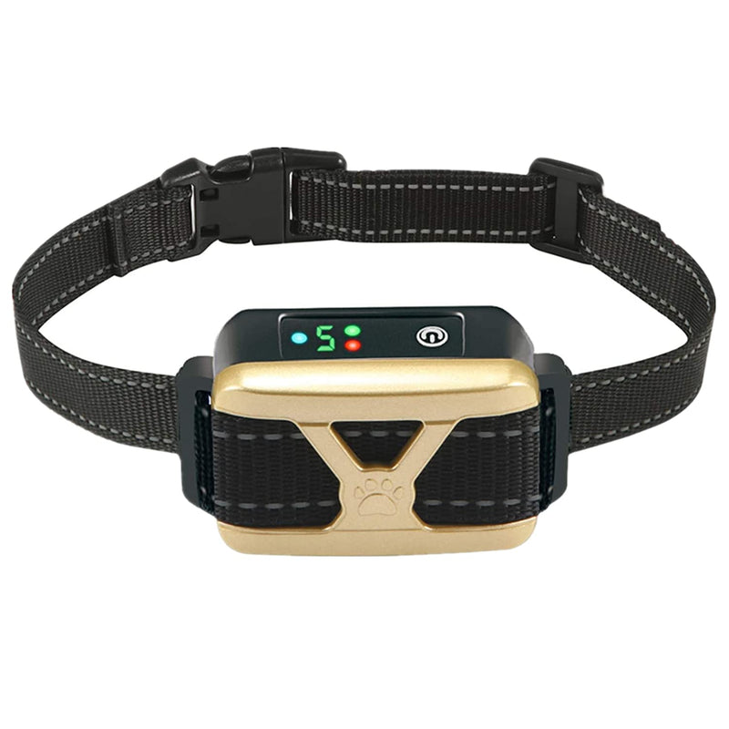 Dog Bark Collar, Anti Barking Collar with 5 Adjustable Levels, Harmless Shock, Beep Vibration, Smart Correction and LED Indicator-Reachargeable No Bark Collar for Small Medium Large Dogs,Waterproof Gold - PawsPlanet Australia