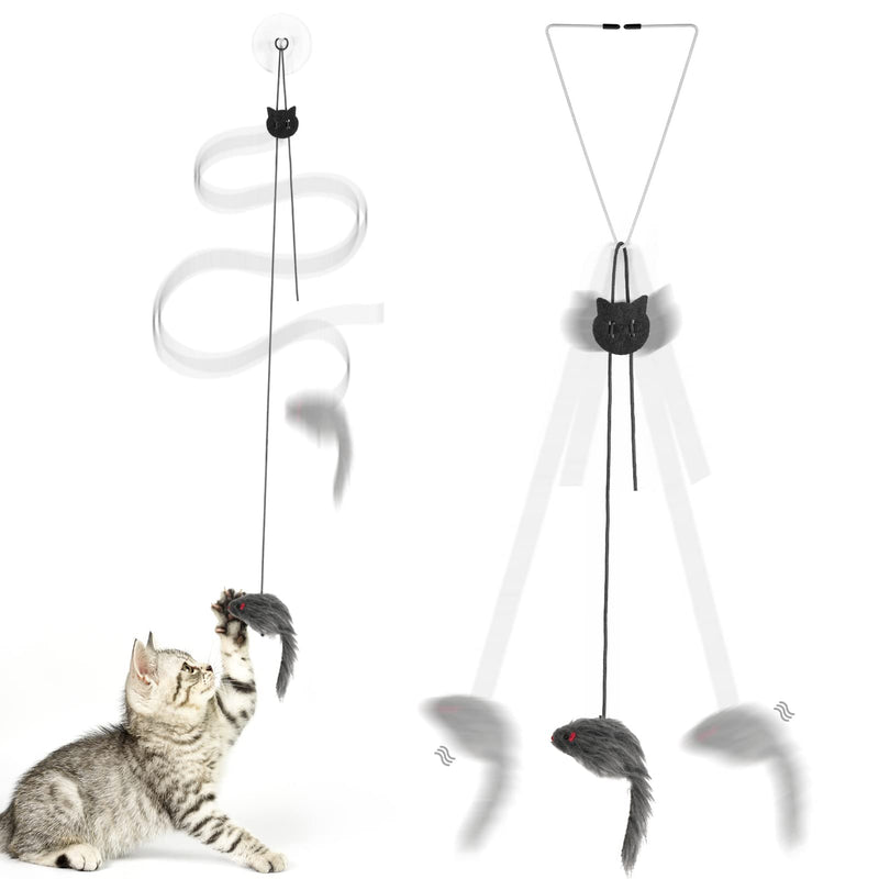 11 Pack Hanging Door Bouncing Mouse Cat Toy with 8 Various Replaceable Cat Toys & 3 Ways Hang, Self-Play Interactive Feather Toys for Indoor Cats Kitten Teaser Toy Mice Toys for Play Exercise Boredom 2 toys + 2 ways hang - PawsPlanet Australia
