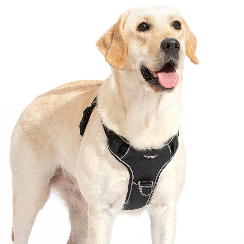 DOGNESS Reflective Dog Harness No Pull Waterproof Dog Vest Harness Adjustable Easy Walk Pet Vest Harness for Small Medium Large Dogs XS/S(Neck:8.7-12'', Chest:12.6-18.9") Black - PawsPlanet Australia