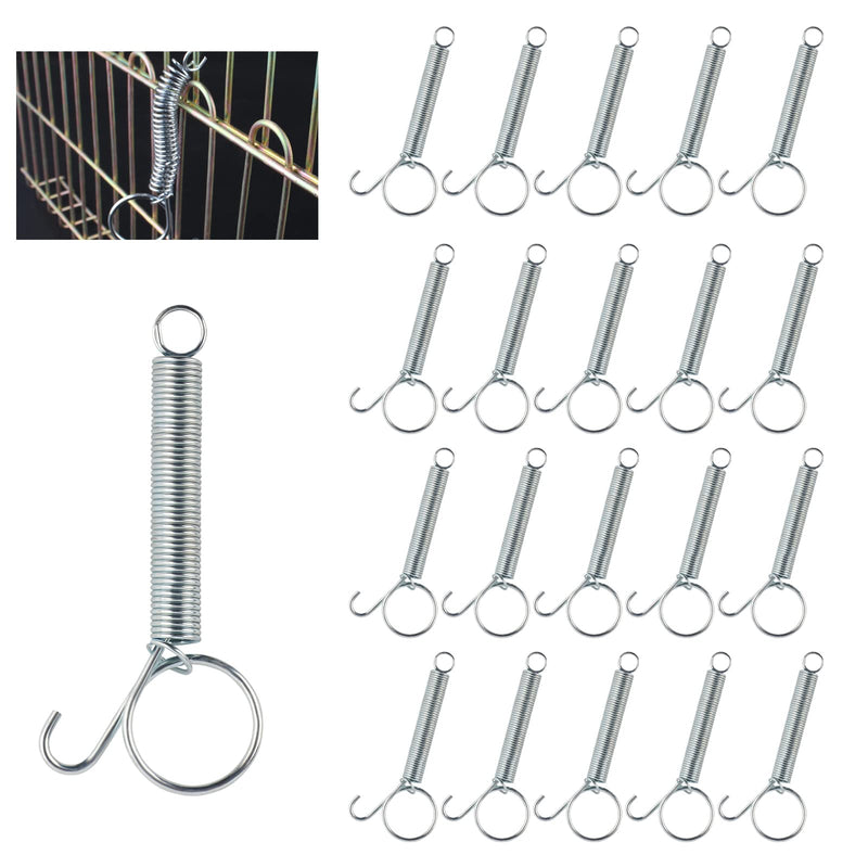 20PCS Spring Latch Hook for Cages Multifunctional Door Metal Finger Spring Door Hook for Fixing Rabbit Birds Dog Cat Parrot Small Animal 4.52Inch - PawsPlanet Australia