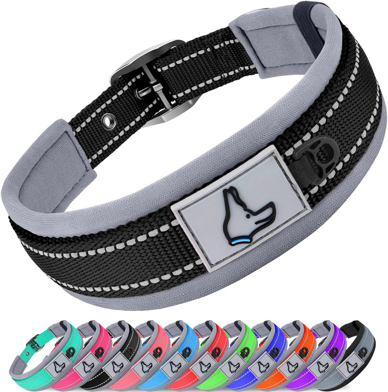 Joytale Neoprene Padded Dog Collar, 11 Colors, Reflective Wide Pet Collars with Durable Metal Belt Buckle, Adjustable Heavy Duty Nylon Dog Collar for Small Medium Large Extra Large Dogs Small (Pack of 1) Black - PawsPlanet Australia