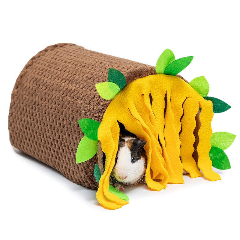 ORZECHKO Guinea Pig Tunnel House - Small Animal Hideout Tube Cage House for Hamster Rat Mice Parrot Chinchilla Hedgehog Flying Squirrel - Playing Sleeping Resting Fleece Warm Bed Plush Nest Habitats Brown - PawsPlanet Australia