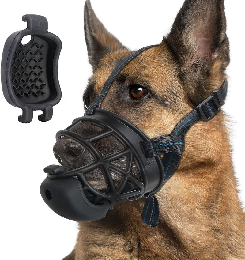 Dog Muzzle with Slow Feeder for Positive Conditioning, Prevents Biting Scavenging Chewing and Licking, Humane Basket Muzzle for Small Medium Large Aggressive Dogs, Allows Panting, Easy to Accept Black XS - PawsPlanet Australia