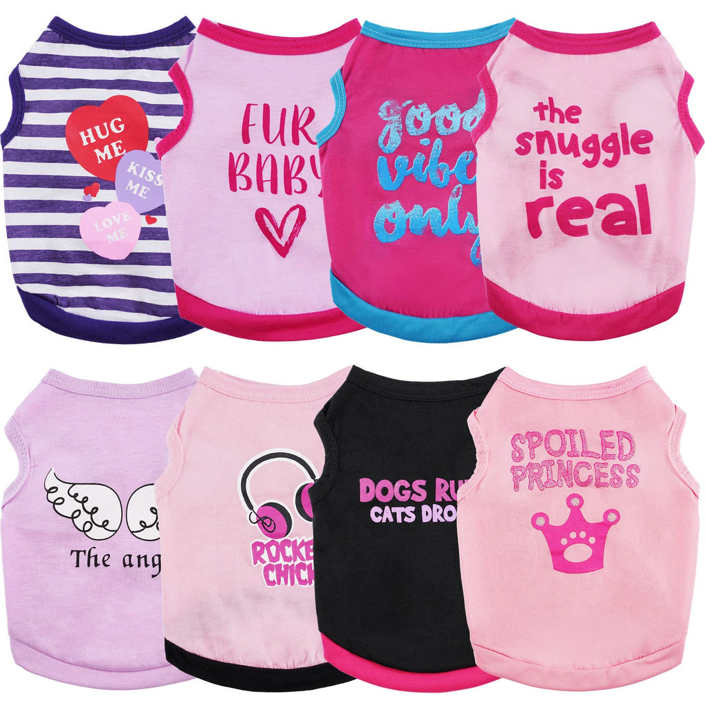8 Pieces Pet Shirts Printed Puppy Shirts Soft Dog Shirt Pullover Dog T Shirts Cute Dog Sweatshirts Summer Puppy Girl Clothes Dog Outfits Small Dog for Pet Dogs Cats Vivid Pattern Size S - PawsPlanet Australia