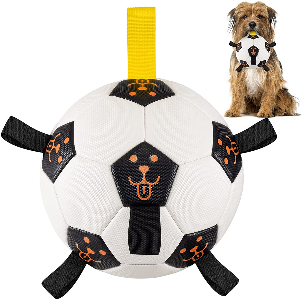 Dog Soccer Ball, Dog Ball Toys with Grab Tabs, Interactive Outdoor Indoor Dog Toy, Durable Puppy Outside Balls for Small Medium Breed, Dog Tug Toy, Pet Water Toy for Australian Shepherd,Gifts for Dogs - PawsPlanet Australia