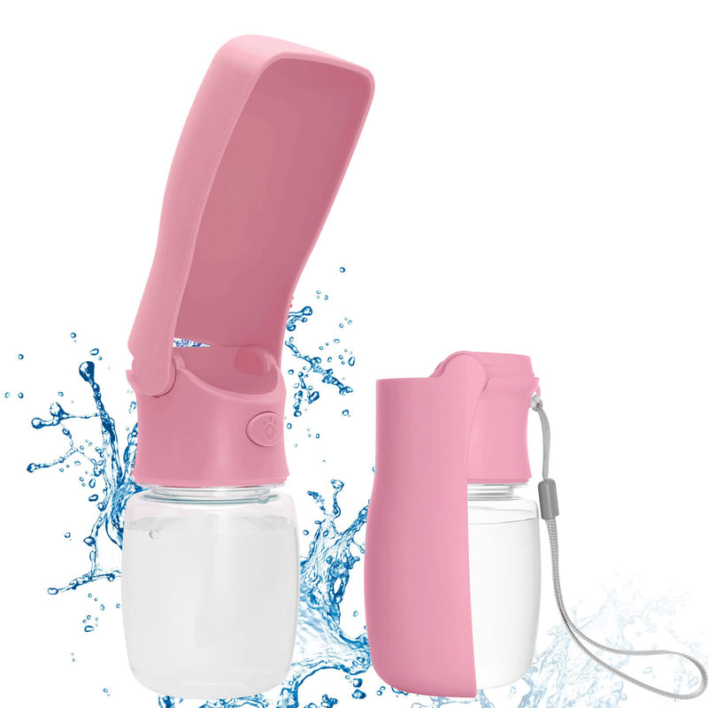 COMTENS Portable Dog Water Bottle for Walking - Leak Proof Foldable Pet Water Bottles Dispenser Bowl Travel Drink Cup for Walking Hiking Traveling Pink - PawsPlanet Australia