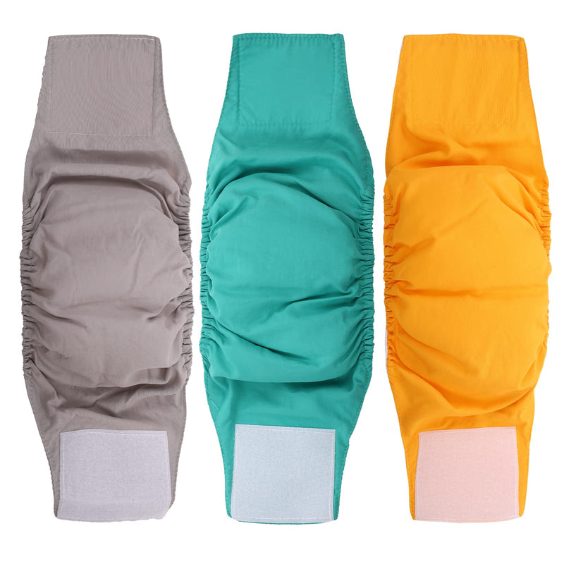Kuoser Dog Diapers for Male Dogs, 3 Pack Washable & Super Absorbent Puppy Belly Bands, Reusable Pet Nappies Comfortable Wraps Doggy Sanitary Pants for Small Medium Large Dogs Green/Yellow/Gray X-Small (waist size: 8.7'' - 12.6'') - PawsPlanet Australia