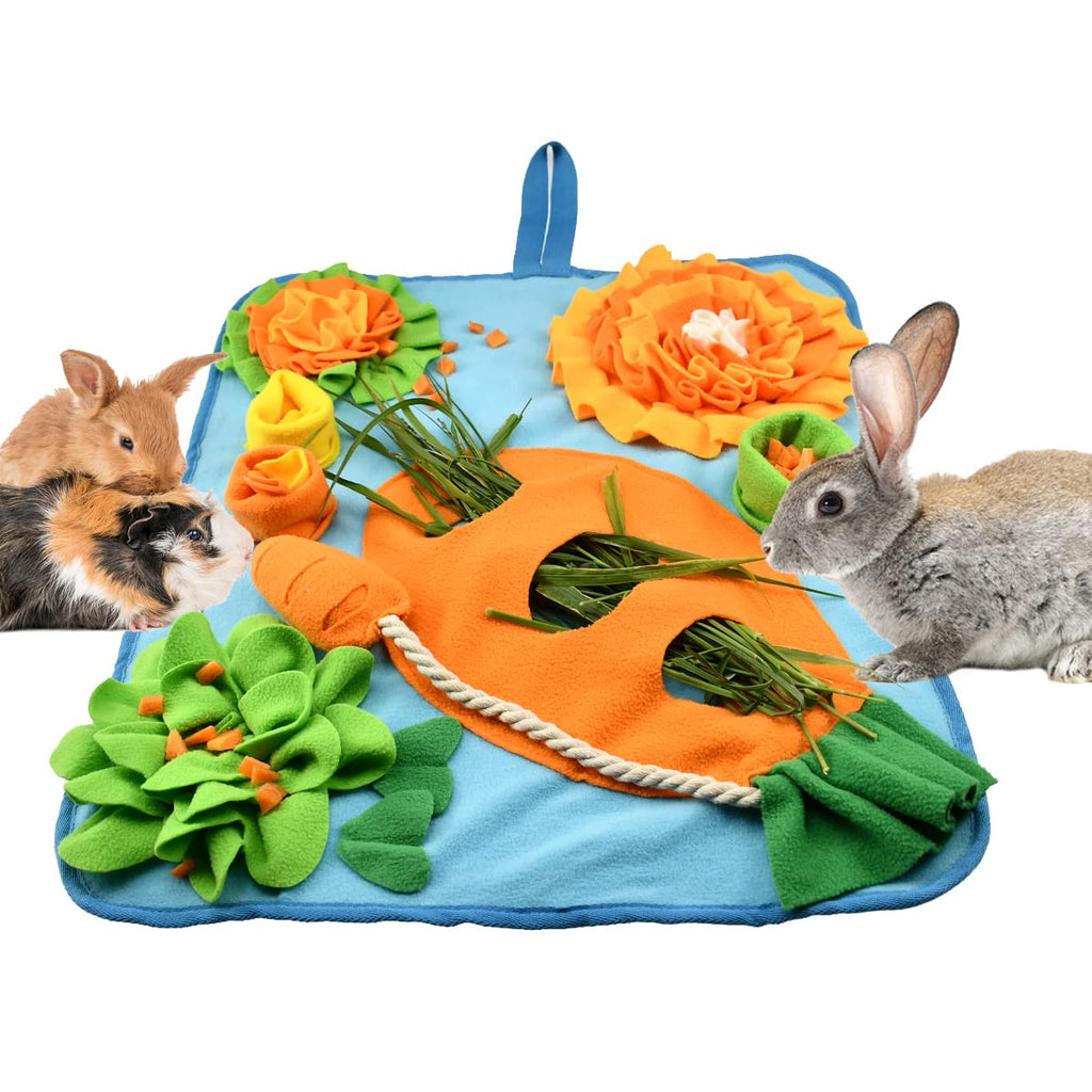 Vehomy 24"x20" Rabbit Foraging Mat with Fixing Handle Pet Bunny Guinea Pigs Polar Fleece Snuffle Pad Small Animal Interactive Feeding Mat Bed for Rabbits Hamsters Dogs Chinchillas Ferrets - PawsPlanet Australia