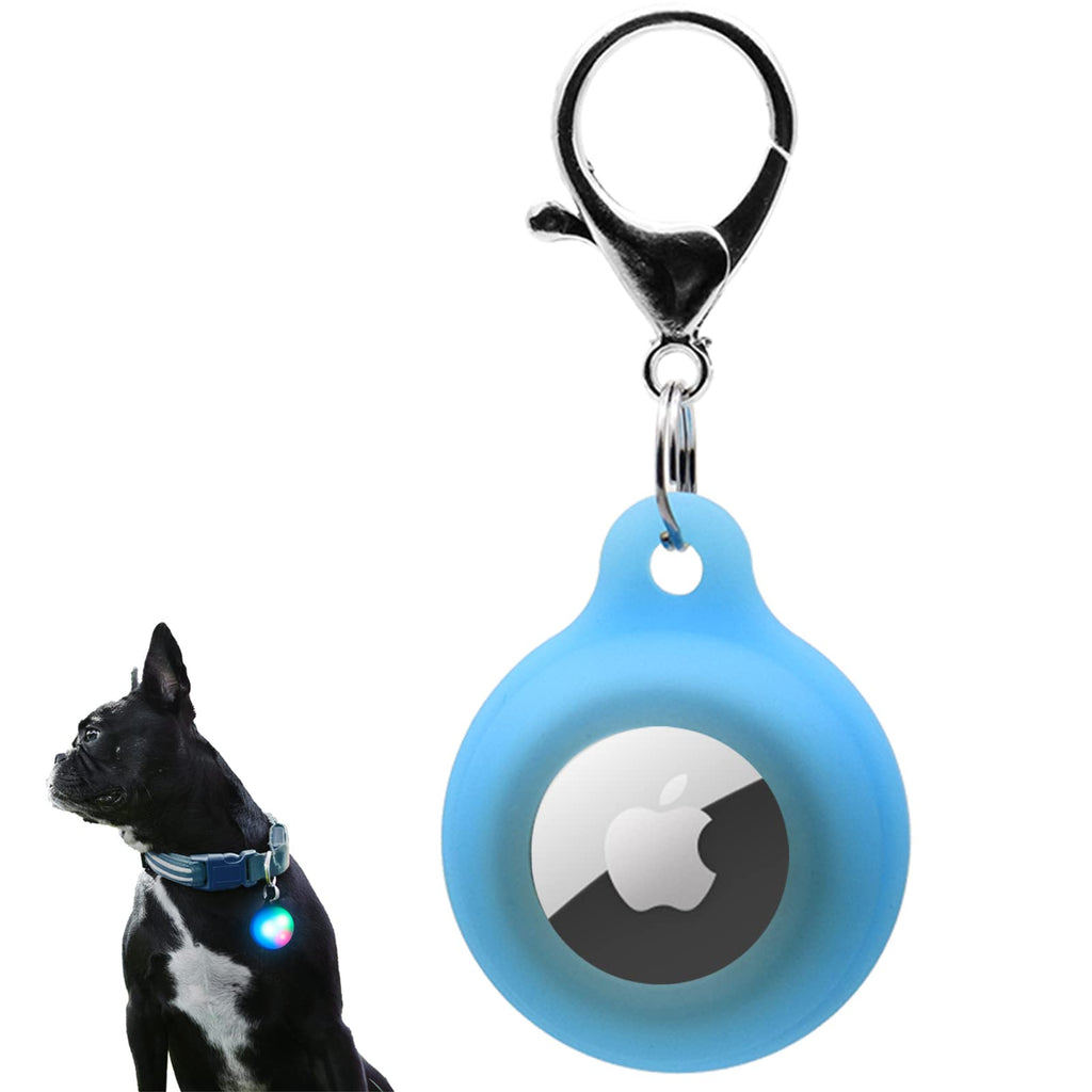 Airtag Dog Collar Holder, Silicone Air Tag Dot Collar Holder for Apple Airtags, Dog Collar Light with Glowing Airtag Case, 3 Dog Lights Modes for Night Walking & Camping Glowing Blue - PawsPlanet Australia