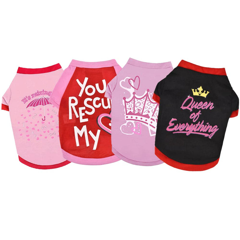Puppy Clothes for Small Dogs Girl, Summer Teacup Chihuahua Shirts, Dog Tshirt XS, 4 Pack Tiny Dog Shirt Pink & Purple, Girl Yorkie Doggie Clothing, Cute Dog Outfits X-Small - PawsPlanet Australia