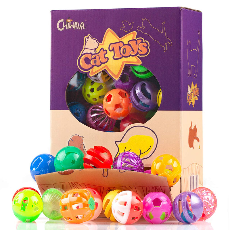 Chiwava Plastic Noisy Cat Toy Balls with Bell Kitten Chase Toy 8 Types Assorted Color Size Assorted Color 36PCS - PawsPlanet Australia