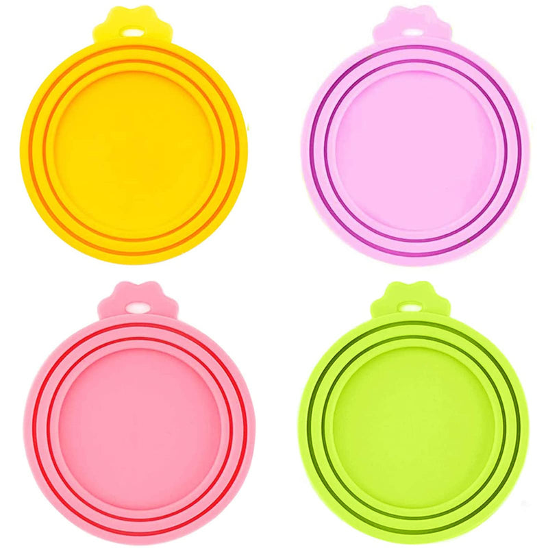 IVIA PET Food Can Lids, Universal BPA Free Silicone Can Lids Covers for Dog and Cat Food, One Can Cap Fit Most Standard Size Canned Dog Cat Food purple,orange,green,pink - PawsPlanet Australia