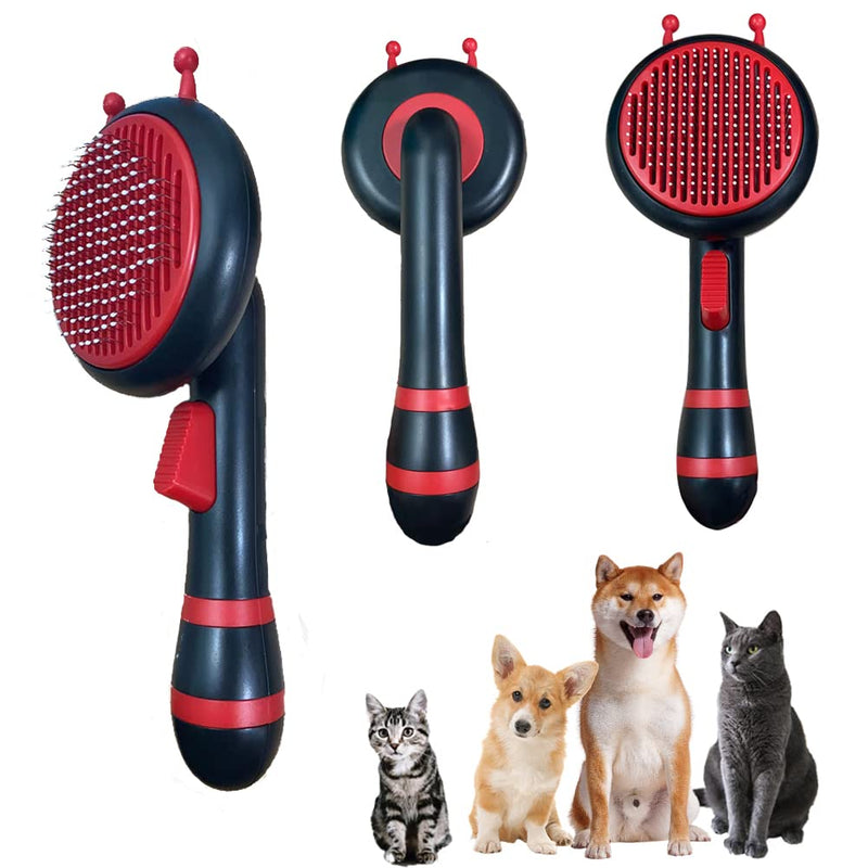 FEimaX Pet Self Cleaning Slicker Brush for Dog Cat Bee Brush for Shedding and Grooming Gently Removes Loose Undercoat, Mats and Tangled Hair Grooming Brush Tool for Dogs and Cats (Black) Black - PawsPlanet Australia