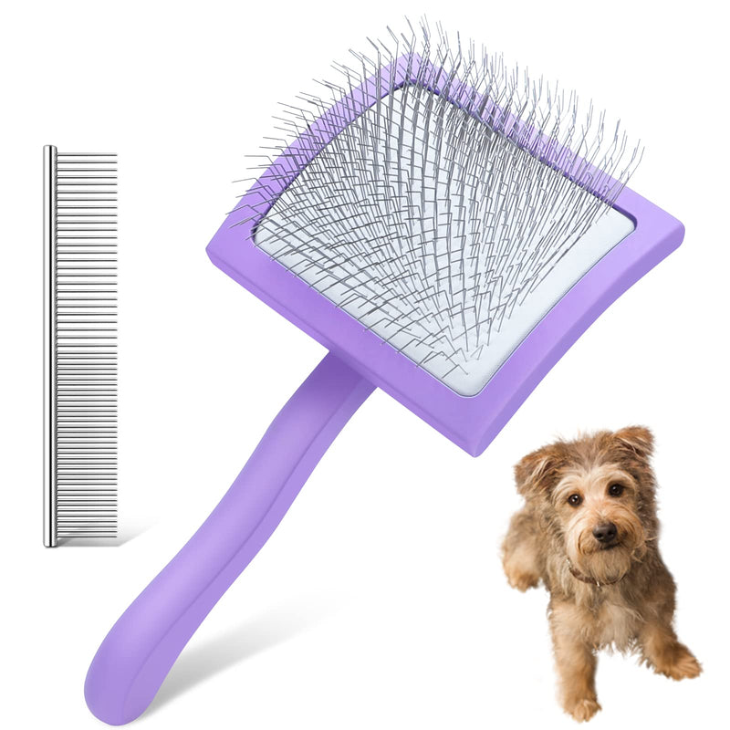 Pet Slicker Brush for Medium or Long Haired Dogs and Cats, Extra Long Pin Slicker Brush for Removes Loose Hair, Tangles, Knots, Best Grooming Brush for Professional Pet Groomers, Free Dog Comb, Large - PawsPlanet Australia
