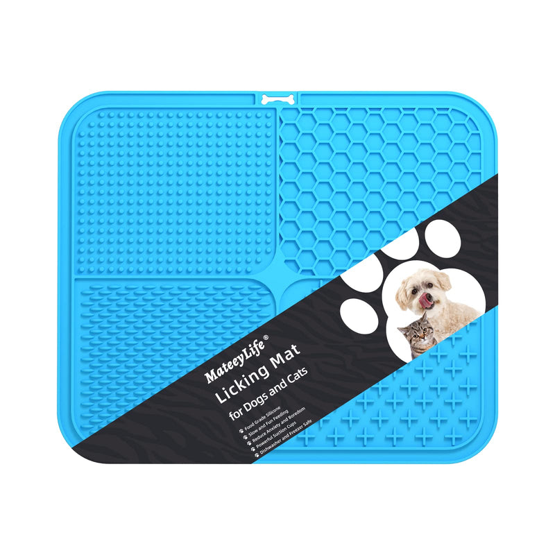 MateeyLife X Large Licking Mats for Dogs and Cats, Lick Mats with Suction Cups for Dog Anxiety Relief, Cat Peanut Butter Lick Pad for Boredom Reducer, Dog Slow Feeder for Bathing Grooming Blue - PawsPlanet Australia