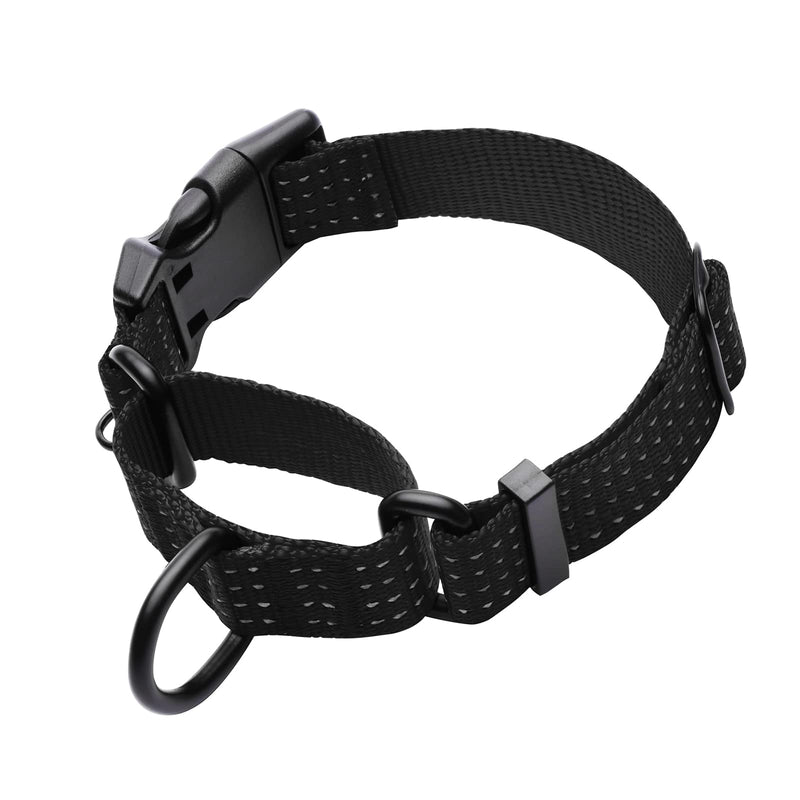 LUCKYDC Martingale Collar for Training Dogs. Adjustable Reflective Dog Collars with Buckle- NO Pull-Prevents Slipping Out, for Medium Large XL Dogs. Helps with Strong pullers(M, Black) - PawsPlanet Australia