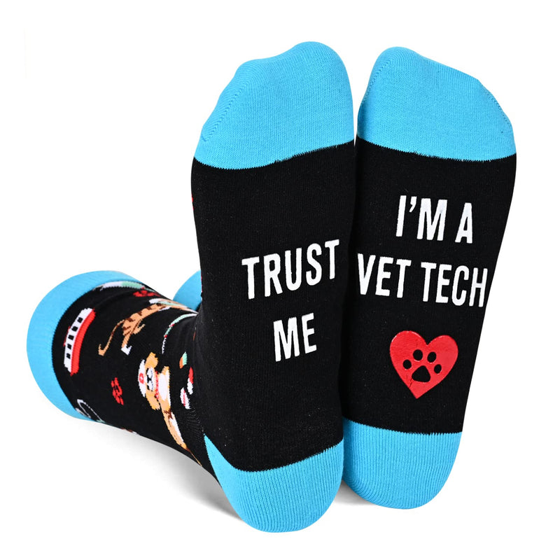 HAPPYPOP Unisex Veterinarian Socks With Trust Me I'M A Vet Tech, Vet Tech Veterinary Veterinarian Gifts - PawsPlanet Australia