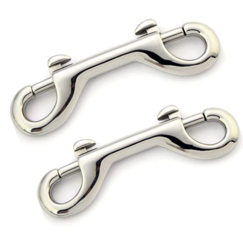 2 Pcs Double Ended Lead for Dogs, Bolt Snap Hooks Zinc Alloy Double End Clip Silver Diving Clip Durable Trigger Snaps for Diving Dog Leash Key Chain Horse Tack Pet Feed Buckets - PawsPlanet Australia