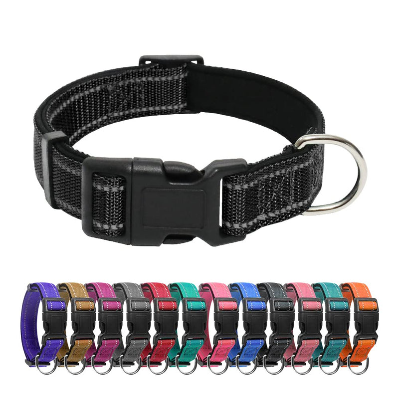 LIEVUIKEN 2 Pieces Reflective Dog Collar with Safety Locking Buckle, Adjustable Soft Breathable Comfortable Nylon Pet Collar for Small, Medium and Large Dogs, 5 Sizes Small(Pack of 2) Black - PawsPlanet Australia