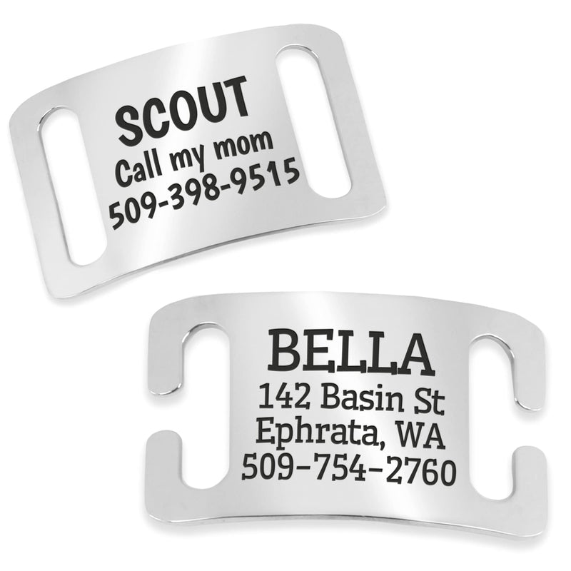 GoTags Slide-On Pet ID Tags, Personalized Dog and Cat Collar Tags, Silent, No Noise Tags Made of Stainless Steel, Custom Engraved Open - PawsPlanet Australia