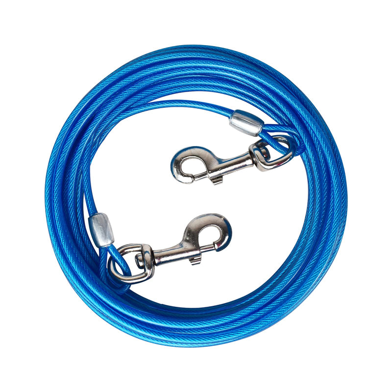 HaiYUAN Dog Tie Out Cable 10/15/20/25/30 FT Dog Runner for Yard Steel Wire Dog Cable with Durable Superior Clips Blue Dog Chains for Outside Dog Lead for Large Dogs Up to 165 lbs 10FT - PawsPlanet Australia