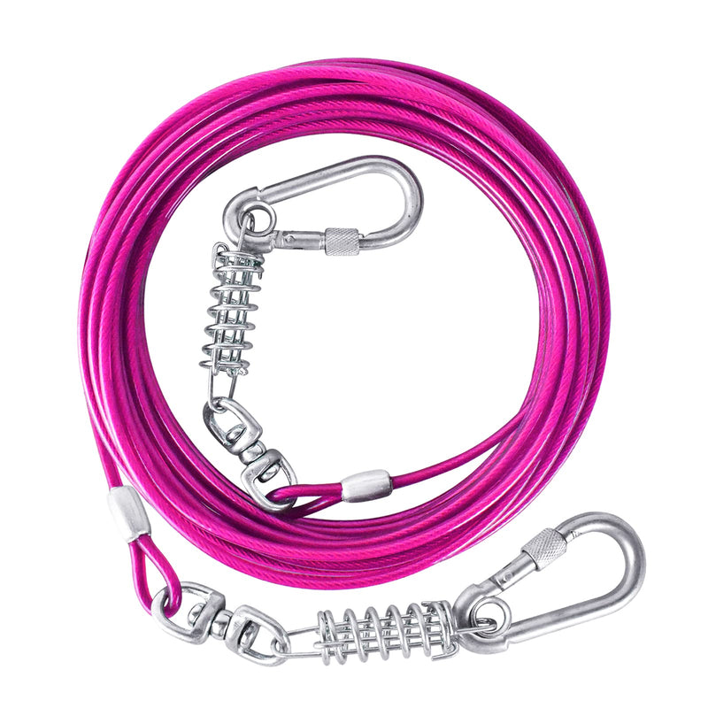 HaiYUAN Dog Tie Out Cable 10/15/20/25/30FT Dog Run Cable Rosy Pink/Blue/Purple/Silver/Red/Green/YellowTie Out Cable for Large Dogs Heavy Duty for Outside Hold Large Dogs Up to 250LBS 30ft - PawsPlanet Australia