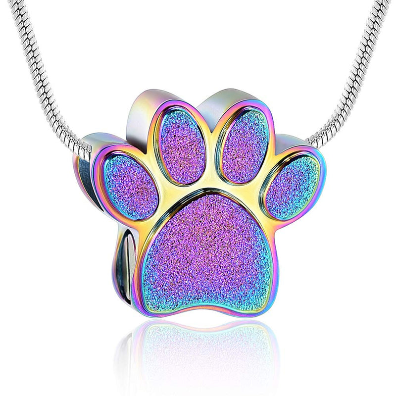 QGJNSGC Paw Print Urn Necklace for Ashes, Cremation Jewelry for Ashes Urn Necklace Keepsake Jewelry for Pet/Dog's/Cat's Ashes Pendant Memorial Gifts for Man/Women(Colourful) Colourful - PawsPlanet Australia