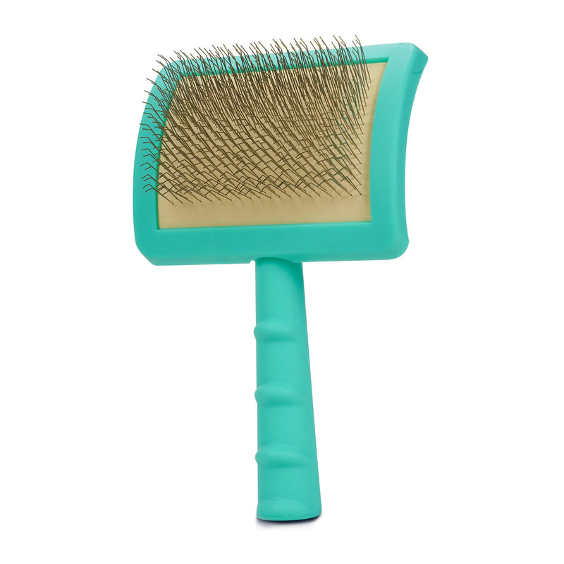Jelly Pet Universal Slicker Brush for Dogs, Remove Tangles and Dead Undercoat, Doodle Huskie Sheep Dog Golden Retriever German Shepherd, Firm Pins, Teal, Large Head (3 in x 4 in) - Pins (Firm) - PawsPlanet Australia