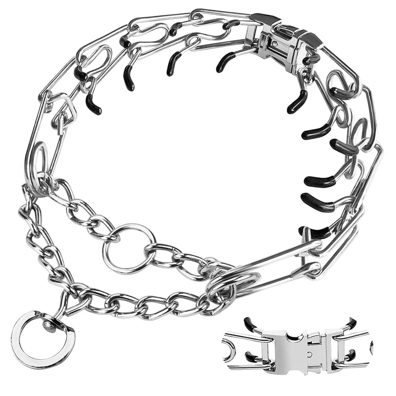 Adjustable Quick Release Dog Collar with Rubber Tip with Quick Release Buckle for Small Medium Large Dogs M/L(18-23" Neck, 3.5mm) silvery - PawsPlanet Australia