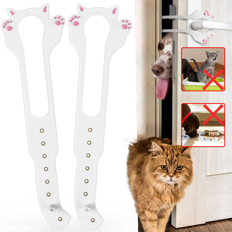 2PCS Cat Door Latch Holder,【8 Adjustable Sizes】 Stronger Flex Cat Door Stopper, Keep Door Open 1.5" to 8", Let's Cats in and Keeps Dogs Out of Litter & Food, No Tool Required & No Wall Damage 2*white - PawsPlanet Australia