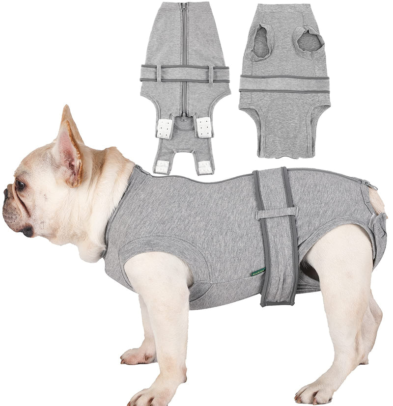 SyChien Dog Recovery Suit,Combed Cotton Male Neutered Female Spay Surgery Recovery Medium Abdominal Wounds Suit,Full-Body Protection Surgical Shirt,Grey M Grey recovery suit - PawsPlanet Australia