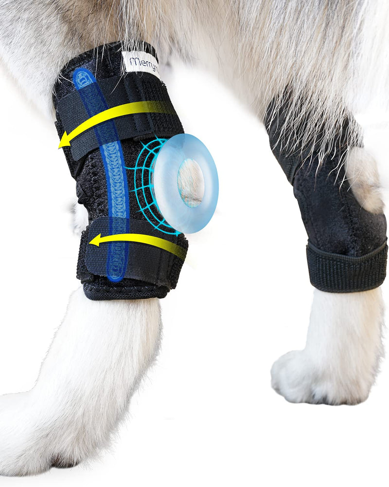 MerryMilo Dog Leg Brace for Rear Hock & Ankle, Canine Hind Leg Joint Compression Wrap for Torn ACL & CCL, Injury and Sprain Protection, Wound Care and Loss of Stability from Arthritis 1 Pair (Size: M) Medium - PawsPlanet Australia