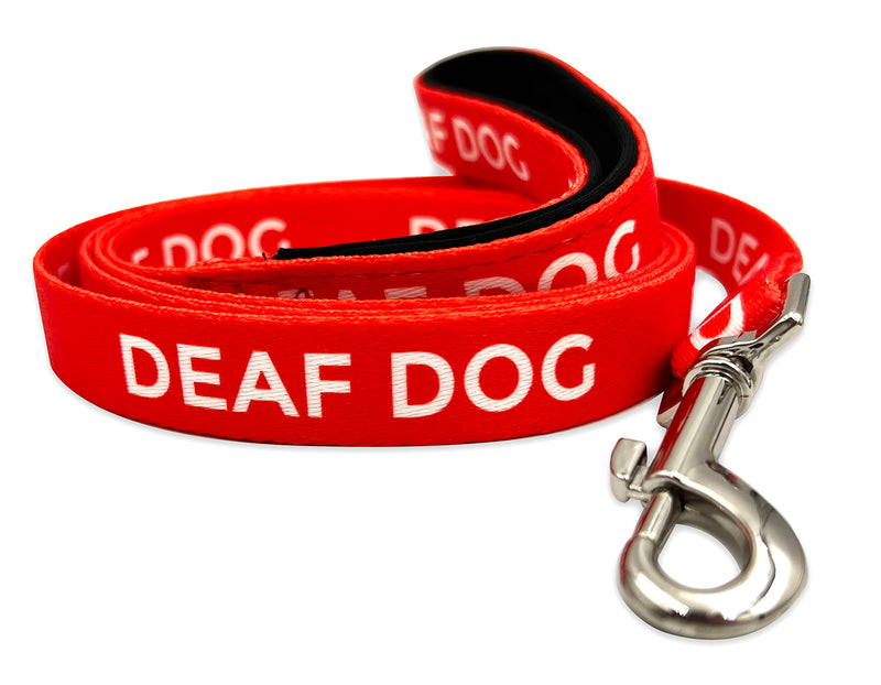 Deaf Dog Leash - Hard of Hearing Warning - Hearing Impaired Dog - No Limited Hearing - Deaf Alert Padded Handle Accessories for Small Medium Large Dogs (Red, Medium) Red - PawsPlanet Australia
