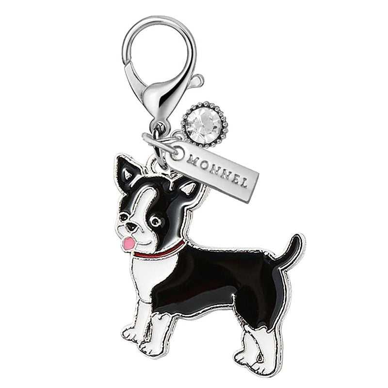 MONNEL MC299 Small BostonTerrier Dog Pet Lobster Clasp Charm for Women Girls with Velvet Bag (1 Piece ) - PawsPlanet Australia