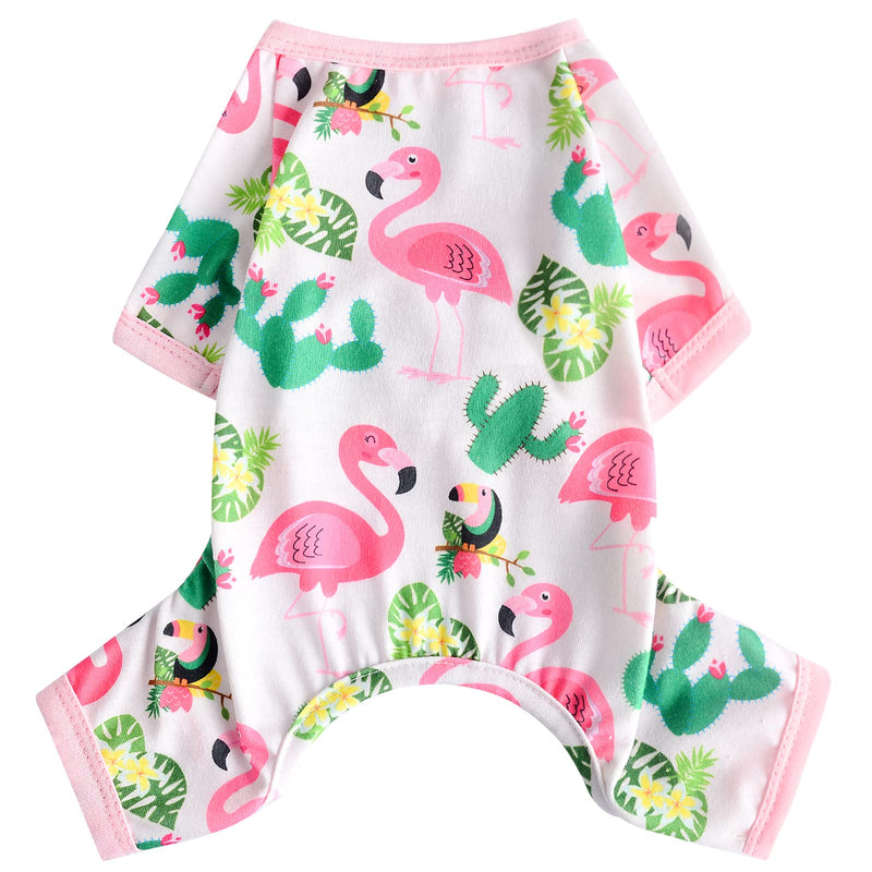 Dog Pajamas for Small Dogs Girl Boy Puppy Pjs Summer Pet Onesies for Chihuahua Yorkie Teacup Cute Soft Material Stretch Able Cat Clothes Outfit Apparel Doggy Jumpsuit (Medium, Flamingo) Medium - PawsPlanet Australia