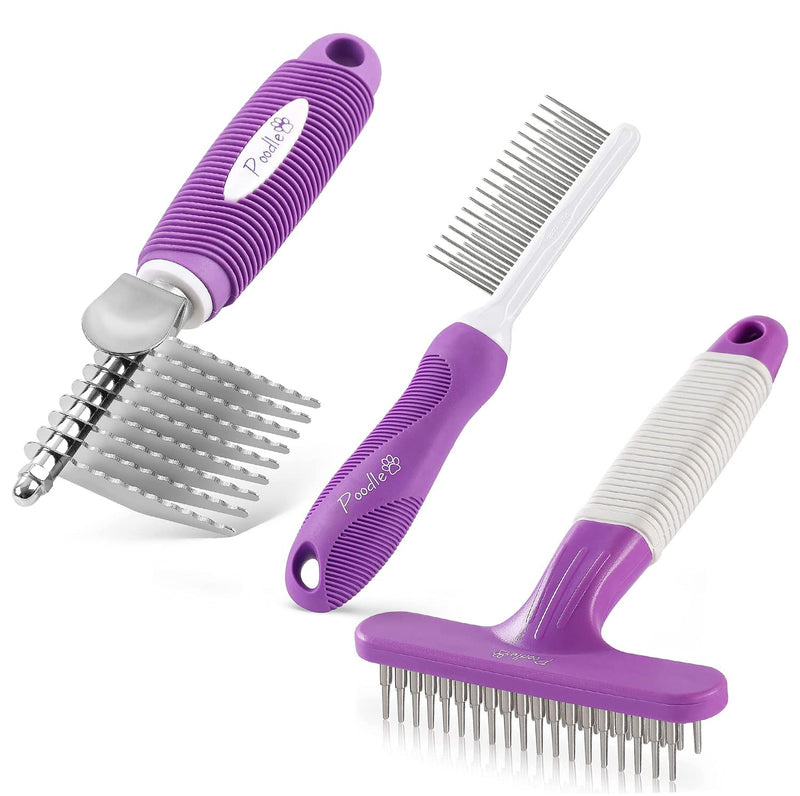 Detangling Pet Comb + Dematting Fur Rake Brush + Dog Grooming Rake Bundle - PawsPlanet Australia